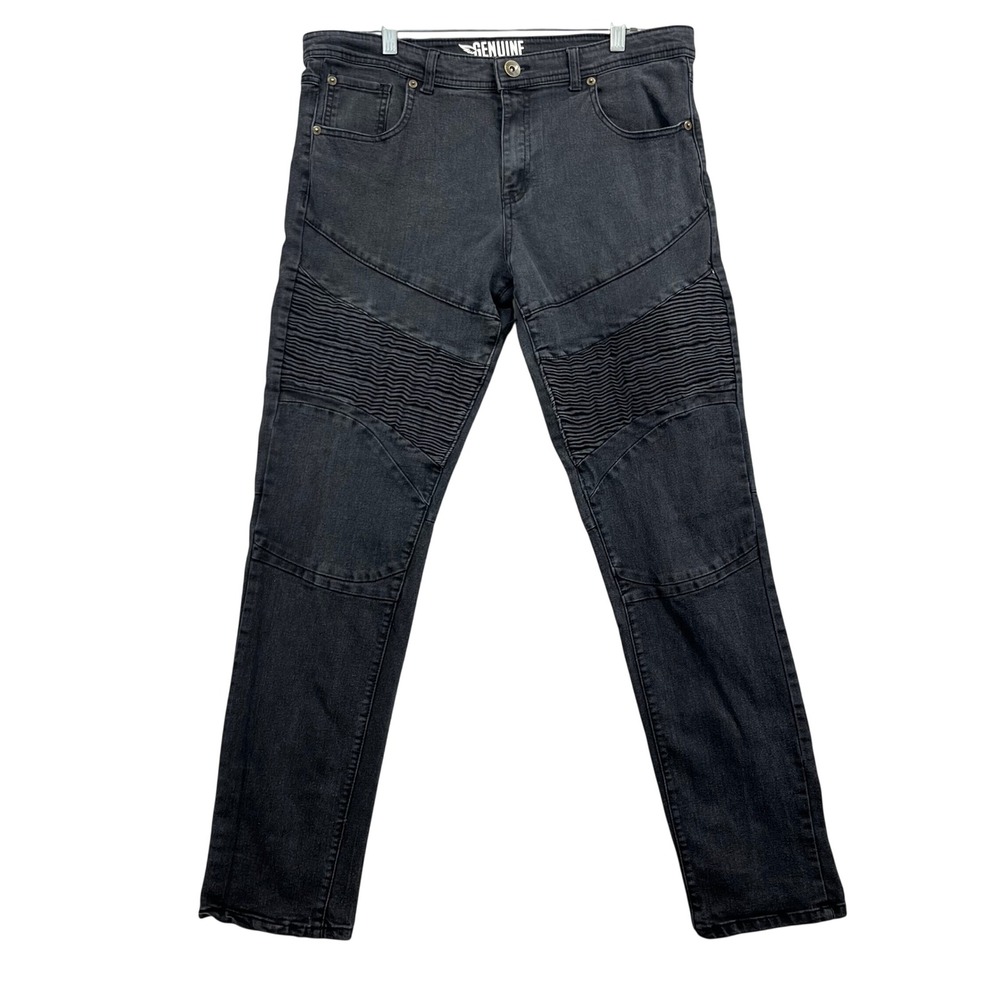Genuine Authentic Garments Jeans Mens‎ 34x34 Gray Denim Moto Biker Rocker Grunge